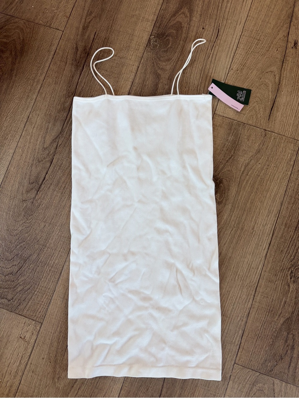 NWT: Wild Fable White Ribbed Spaghetti Strap Bodycon Dress: size medium